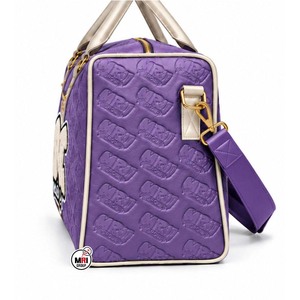 Embossed Logo Weekender OEM <b>Travel</b> <b>Bag</b> Custom Logo Wholesale Durable Design MRI GROUP Purple PU Duffel <b>Bags</b> with Zipper Closure - Product Image 2