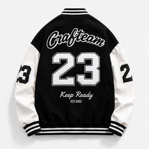 <b>Men's</b> Varsity <b>Jacket</b> Embroidered <b>Letter</b> N Design Turn-down Collar Casual Style Polyester Cotton Autumn Wear - Product Image 4