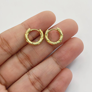 18K Gold Plated Brass Hammered Textured Minimalist Round Earring Findings DIY Fashion Jewelry Wholesale From Rajasthan - Product Image 1