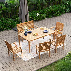 Modern Teak Outdoor Dining Set Wooden Patio <b>Table</b> Chairs for Garden Villa Resort Furniture - Product Image 1