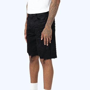 Manufacturer Wholesale Summer Breathable Casual Baggy Jean Shorts Custom Logo Label Premium Solid Color Denim for <b>Men</b> - Product Image 6