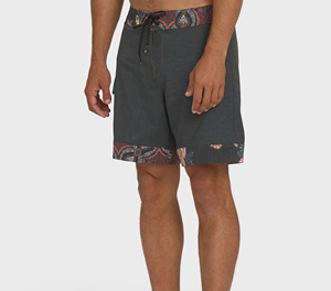 Shorts de surf athlétiques pour hommes, pour la natation et les sports de plage - Polyester/coton uni, séchage rapide, avec cordon de serrage à la taille moyenne - Product Image 2