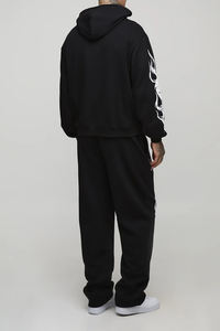 Ensemble de survêtement tendance effet vieilli délavé à l'acide, design uni, pour le sport et l'entraînement, comprenant un sweat à capuche et un pantalon de jogging - Product Image 5