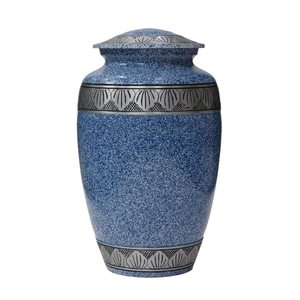 Urnes funéraires en aluminium pour adultes avec gravure, finition en étain et couleur bleue, fournitures funéraires en métal pour cendres humaines - Product Image 2