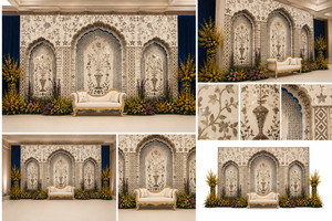 Mughal Jharokha Style Mirror <b>Wedding</b> Stage Backdrop <b>Frames</b> Dreamy Decoration mirror Panels For Reception Night Stage Australia - Product Image 6