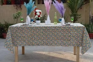 Red Floral 100% Cotton Round <b>Tablecloth</b> Handmade Block Printed for Home Wedding Parties & Everyday Use - Product Image 4