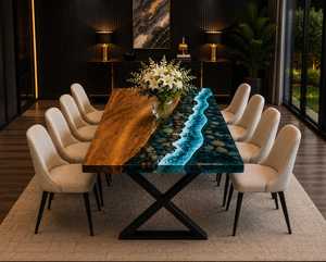 Eco Friendly Solid Wood <b>Epoxy</b> <b>Resin</b> River Coffee <b>Table</b> Handmade Live Edge Custom Modern Luxury Home Furniture - Product Image 3
