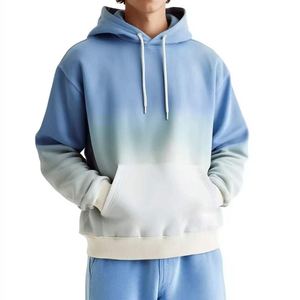 Sweat-shirt à capuche rose personnalisé en Spandex/Polyester molletonné, teint en pièce, uni, effet délavé, avec poches brodées, coupe ample, pour homme - Product Image 1