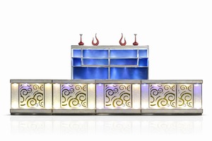 Panneaux décoratifs de comptoir de bar en acier inoxydable avec éclairage LED moderne pour présentoir de bar |   Événement de cocktail haut de gamme en intérieur/extérieur - Product Image 1