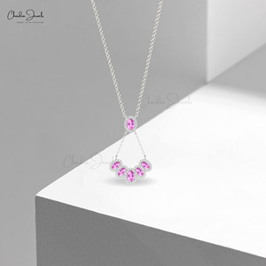 Collar de zafiro rosa ovalado de 2.47 CTW con halo de diamantes, listo para enviar, en oro blanco fino de 14k, ideal para fiestas, para mujer. - Product Image 4