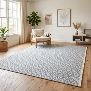 Tapis d'intérieur en coton tissé à la main à motif marocain 5' x 8' pour salon, style scandinave et contemporain - Product Image 2