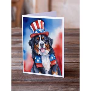 Bouvier bernois patriotique américain fantaisiste A7 cartes à lettres vierges Pack 8 avec enveloppes 5x7 cartes de voeux de taille - Product Image 2
