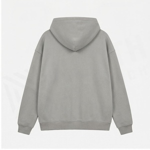 เสื้อฮู้ดดี้โอเวอร์ไซส์แบบซิป มีกระเป๋าหน้า สีเทาล้วน ยูนิเซ็กส์ สวมใส่สบาย ผ้าฝ้าย 100% เฟรนช์เทอร์รี่ ระบายอากาศได้ดี เหมาะสำหรับใส่ในฤดูใบไม้ร่วง - Product Image 2