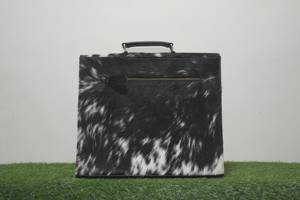 Pocket Custom Solid Plain Dyed Casual Leather Hair on <b>Laptop</b> Bag Cowhide Modern sustainable Hair on <b>Laptop</b> Briefcase Portable - Product Image 6