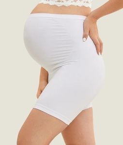 Custom Wholesale High Waist Maternity Yoga Shorts with Elastic Waist Closure Comfortable Pregnancy Shorts for Women with Pocket - Product Image 4