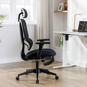 Sedia da Ufficio Ergonomica in Rete con Ruote Silenziose a 360 Gradi, Braccioli Regolabili, Poggiapiedi, Supporto Lombare 3D, Poggiatesta Multifunzionale - Product Image 3