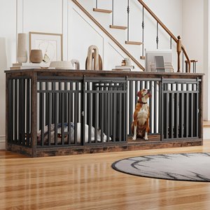 Jaula Moderna de Madera y Metal para Mascotas de Raza Grande, con Caja Superior de Almacenamiento, Cierre Deslizante Horizontal, Bandeja de Madera, para Uso en Interiores - Product Image 1