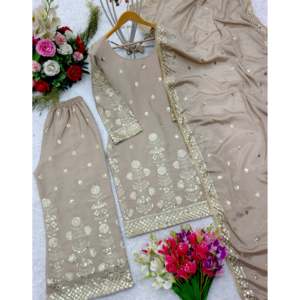 Top elegante de diseñador para mujer Palazzo Dupatta Set para fiesta - Product Image 2