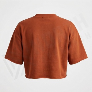 Camiseta Corta de Verano Personalizada para Mujer, Color Sólido, Manga Corta, Cuello Redondo, Sexy, de Algodón, Informal, a la Moda - Product Image 2