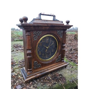 Traditional Wooden Mantel <b>Clock</b> Quartz Movement Needle Display Battery Operated Hourly <b>Chiming</b> Desk <b>Clock</b> - Product Image 1