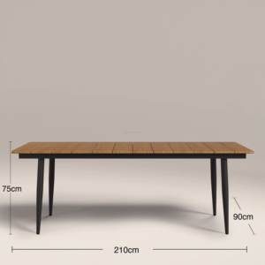 Juego de Mesa de Comedor Rectangular Resistente y Minimalista con Ocho Sillas Cómodas para Restaurante o Uso en Exteriores - Product Image 5