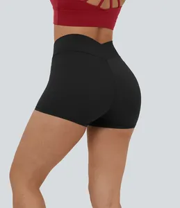 High <b>Waist</b> Black Sport <b>Shorts</b> <b>Women</b> Quick Dry <b>Elastic</b> <b>Waist</b> Knitted Fitness Wear Solid Color Athletic <b>Short</b> Style - Product Image 1