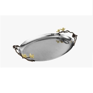 Glossy Finishing Serving Tray For Wedding <b>Table</b> Decoration Serving Metal Tray Top Trending Designer Kitchen Catering Used - Product Image 5