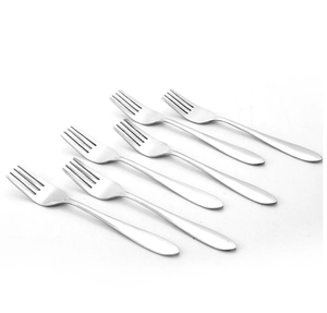 Ensemble de 6 fourchettes en acier inoxydable, 4 dents, finition miroir, modernes, pour desserts et gâteaux, à bon prix - Product Image 1