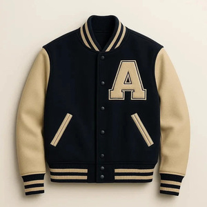 Veste universitaire de qualité supérieure en gros, veste brodée de style Letterman, corps en laine avec manches en cuir - Product Image 1