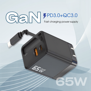 อะแดปเตอร์ชาร์จแล็ปท็อปประสิทธิภาพสูง ความเร็วสูง 65w Pd ชาร์จเร็ว สำหรับสำนักงาน ขนาดกะทัดรัด พกพาสะดวก - Product Image 5
