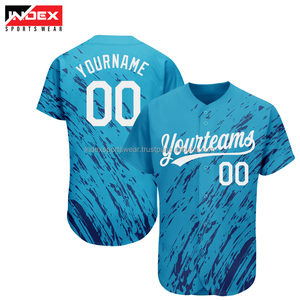 INDEX SPORTSWEAR Camiseta de Béisbol Personalizada Azul y Negra con Estampado Sublimado de Manga Corta con Botones Unisex para Adultos que Absorbe la Humedad - Product Image 4