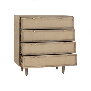 Cómoda Alta de Madera y Ratán Contemporánea, Mueble de Almacenamiento para Dormitorio, Mueble para el Hogar - Product Image 2