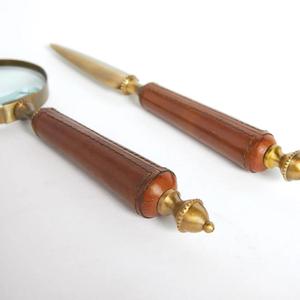 Loupe de luxe et ouvre-lettre avec poignées en bois, fournitures de bureau, articles cadeaux, accessoire nautique, loupe en laiton, dernière nouveauté - Product Image 4