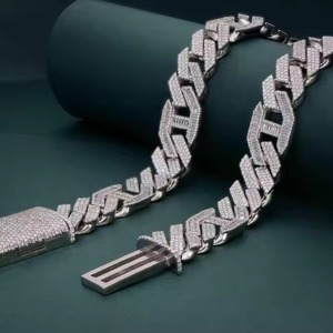 Chaîne cubaine unisexe de luxe en or blanc, style hip-hop, tendance, certifiée IGI, avec diamants testés, idéale pour les cadeaux de mariage - Product Image 4
