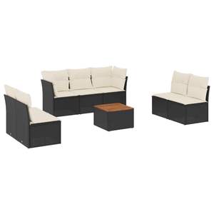 Ensemble de canapés de jardin modulaires en rotin PE noir et blanc crème, 8 pièces - Product Image 2