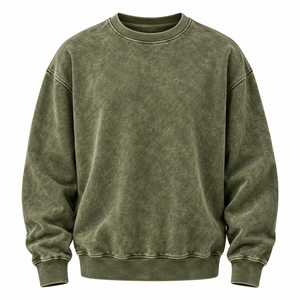Sudadera extragrande de cuello redondo, gruesa, 100% algodón, bordada, con hombros caídos, para invierno. - Product Image 2