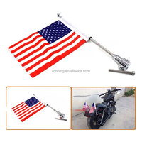 Vente en gros facile à assembler pas cher USA bannière d'état personnalisé campagne noir drapeau de moto à montage latéral arrière avec drapeau