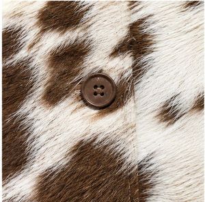 Men's Cowhide Fur Shirt <b>Jacket</b> Animal Print Turn-down Collar Single Breasted Winter Casual Thick Faux Fur Lining - Product Image 6