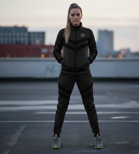 Conjunto Deportivo de 2 Piezas para Mujer, Uso Diario, con Logotipo Personalizado, Pantalones Deportivos Cómodos de Longitud Completa y Top Corto con Sudadera con Cierre Completo - Product Image 2