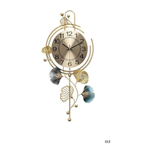 Horloge murale silencieuse en laiton en forme de feuille de lune, grande taille, avec finition multicolore, pour décoration de mariage et d'intérieur - Product Image 3