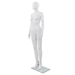 Manichino Femminile Bianco Lucido a Corpo Intero con Base in Vetro, 68,9 Pollici - Product Image 1