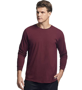 T-shirt à manches longues pour hommes, style col rond, parfait pour un usage quotidien, voyage, tissu confortable en mélange de coton, léger et respirant - Product Image 1