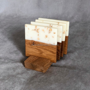 Promotional Walnut Wooden Resin <b>Coaster</b> Set Customizable Square Epoxy Wood <b>Drink</b> Mat Pad Eco-Friendly Modern 4-inch - Product Image 2