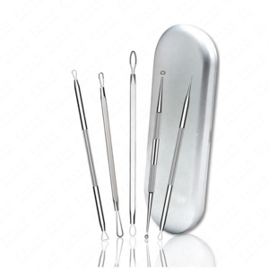 Kit de 5 extracteurs de points noirs et d'acné en acier inoxydable de qualité supérieure, outils professionnels de nettoyage des pores avec logo personnalisé - Product Image 1