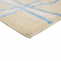 Tapis DECORDEC en laine écologique, antidérapant, tufté à la main, motif géométrique moderne treillis avec losanges allongés, poils moyens, épais