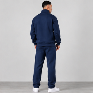 Ensemble de survêtement bleu marine personnalisé pour homme avec demi-zip et pantalon de jogging - Product Image 6