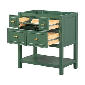 Mobile Bagno da 30 Pollici con Lavabo Integrato, Struttura in Legno Massello, Autoportante, con 5 Cassetti, Mobiletto Contenitore di Lusso - Product Image 3