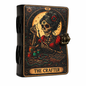 Handmade Black Leather Hardcover Journal <b>Book</b> Shadows Gothic <b>Skeleton</b> 'The Crafters' Grimoire Vintage Deckle Edge Cotton Paper - Product Image 1