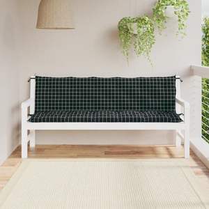 Ensemble de 2 coussins de banc de jardin d'extérieur à motif à carreaux noirs - Product Image 1