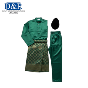 Meilleures ventes : Ensemble Baju Melayu en satin pour homme, OEM malaisien, tenue traditionnelle musulmane, vêtements islamiques, coupe moderne, mode Raya 2024 - Product Image 4